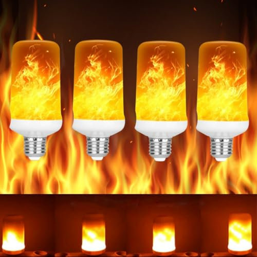 POCKETMAN LED-Leuchtmittel E14 8 W Flammenlampe AC 85-265 V Warmweiß 3 Beleuchtungsmodi mit Schwerkrafterkennung Geeignet für die Dekoration von Haus, Garten, Party (4 Stück)