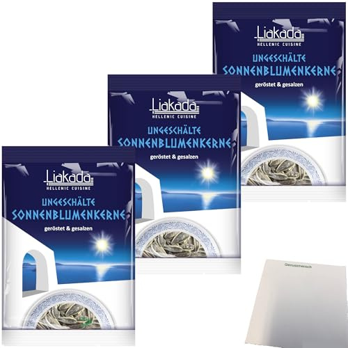 usy Bundle für Liakada Sonnenblumenkerne Geröstet & Gesalzen Ungeschält 3er Pack (3x100g Beutel) + usy Block