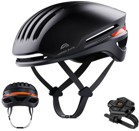 ASIEVIE Bike Helmet with Bluetooth, Smart Bike Helmet for Adults Men Women with Built-in Speakers, Auto Brake Blinker, Front and Rear LED Turn Signals Remote Control, Smart Cycling Helmet.(Black, M/L)