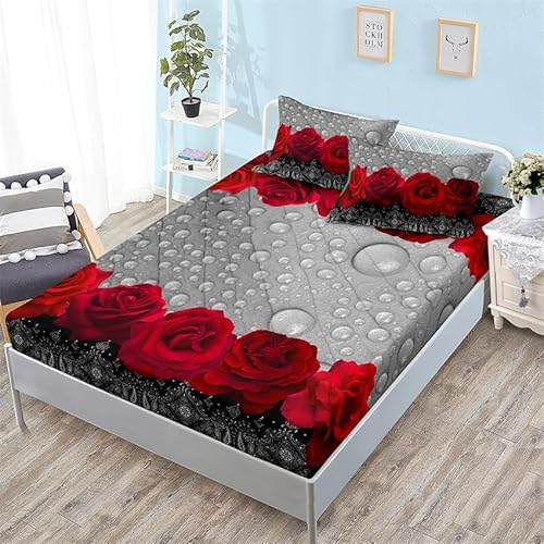 Spannbettlaken 160X200Cm Rose Polyester Bettlaken 30Cm Extra Tiefe Taschenlaken Spannbetttuch Weich Und Atmungsaktiv Spannbetttücher Für Doppelbett,Bed Sheets