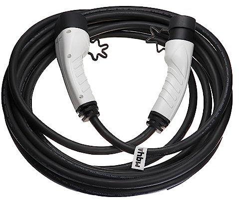 vhbw Ladekabel Typ 2 zu Typ 2 kompatibel mit Tesla Model X, Model S, Model 5, Model 3 Elektroauto, 3-phasig, 16 A, 11 kW, 10 m
