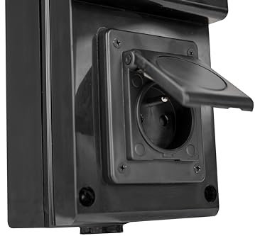 Toma de corriente para coche eléctrico, sistema de carga con medidor de corriente digital LCD, interruptor FI/disyuntor (puerta negra y toma IP54 sin RCBO)