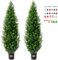 VEVOR 60 inch Tall (2 Pieces), with Extra Leaves & Pot Faux Evergreen Fake Pine Cypress Trees Plant, UV Rated Artificial Greenery Set for Home Decor Indoor/Outdoor, Green, 400 x 400 x 1500 mm