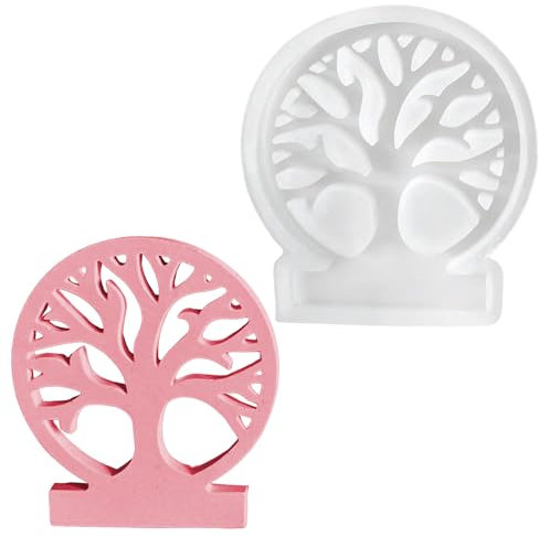Zueyen Portavelas Árbol de la vida, moldes de silicona, molde de silicona, molde redondo, molde de silicona, molde de fundición de árbol de la vida para cera de soja, velas, jabón, yeso, artesanía