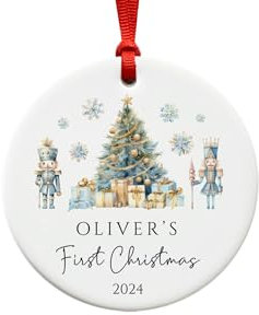Personalised Baby's First Christmas Bauble, 1st Christmas Ornament, Baby's First Christmas Tree Decoration, Ceramic Xmas Gift