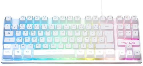 The G-Lab - Keyz Caesium TKL - Teclado Gamer alámbrico USB, de 87 Teclas QWERTY, Multicolor con retroiluminación LED - Gaming, Compacto sin Teclado numérico para PC/PS4/PS5/XBOX - Blanco