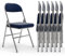 Chleby 6er Set Klappstuhl aus Leder und Metall, Klappstühle mit Dickes Kissen, Campingstuhl bis 175 kg, Klappbare Esszimmerstühle für Küche, Drinnen, Draußen, Konferenzraum Dunkelblau