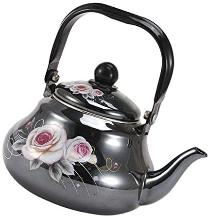 Amosfun Bollitore Da Tè Smaltato Con Design A Forma Di Rosa Teiere Vintage Per Fornello Robusto Bollitore Da Tè in Smalto Per La Casa