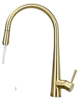 Grifo extraíble for cocina, grifo frío y caliente, fregadero de cobre, negro(Gold)