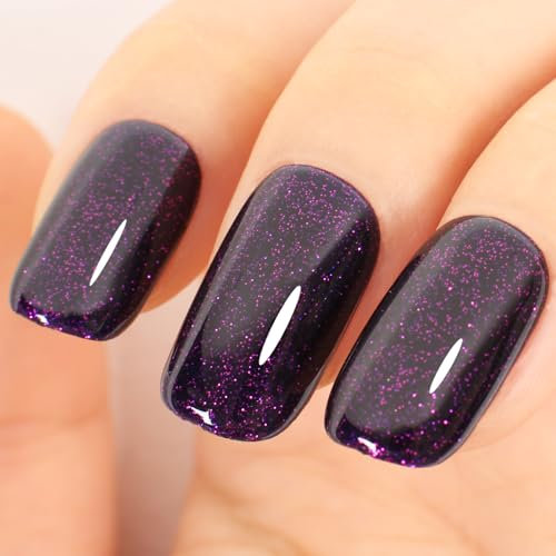 TUTUYU Glitter Dark Purple Gel Nail Polish,12ml UV/LED Soak Off Sparkly Dark Purple Gel Polish for Nail Art Starter or Professional Manicure Salon,Girl for Women Gifts