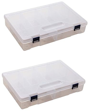 PHENOFICE 2Stücke Abnehmbare Gitterboxen für Werkzeuge Klare Aufbewahrungskörbe mit Schnallen 10 Fächern Langlebige Kunststoff Organizer für Regale für Angelzubehör und Bastelmaterial