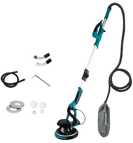 ELIKBH Levigatrice per Pavimenti, levigatrice elettrica per muri a Secco da 800 W, con Disco abrasivo e LED, velocità Regolabile, per soffitti, Pavimenti in Legno, pareti Interne(50Pcs Sandpaper)