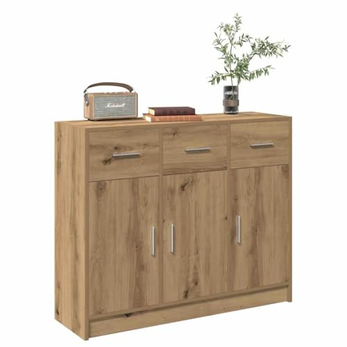 Myheimly Sideboard, Kommode mit viel Stauraum, Mehrzweckschrank Schrank mit Türen Schubladen, Beistellschrank Anrichte Wohnzimmer, Holzwerkstoff Sideboard Eiche handwerklich