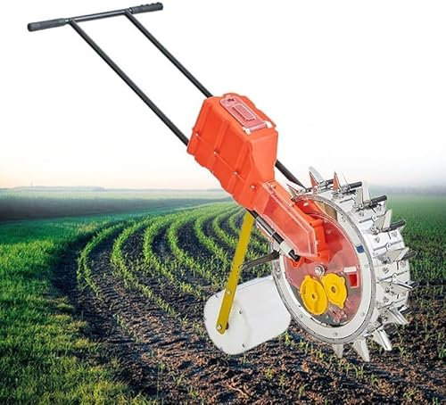 XINRISHENG Carro esparcidor de Semillas de jardín Ajustable: Capacidad de tolva de 400㎡ / h, Marco Robusto con Recubrimiento en Polvo y neumáticos a Prueba de pinchazos