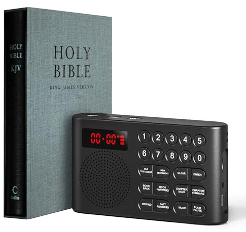 iGuerburn KJV Audio Bible Player for Seniors, Electronic Bible Old & New Testament in King James Version, Easy Read Talking Bible with 26H Playtime