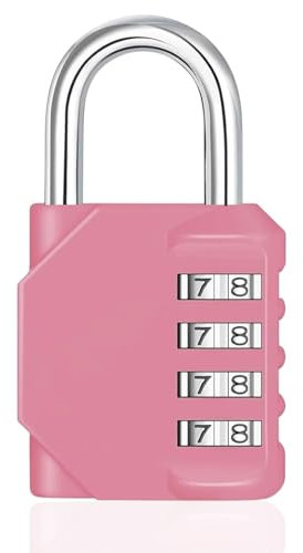 TPZORJX Candado Taquilla, Candado Combinacion Exterior de 4 Dígitos, Candado para Gimnasio, Escuela, Caja de Herramientas, Cerca, Puertas (rosa)