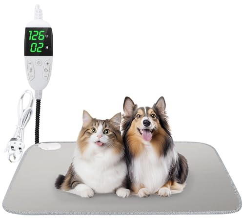 Vegena Pet Heating Pad 45×70cm – Waterproof Heated Dog Bed with Adjustable Temperature & 12H Timer, Safe Cat Heating Pad for Puppies, Kittens, Whelping, Dogs and Cats