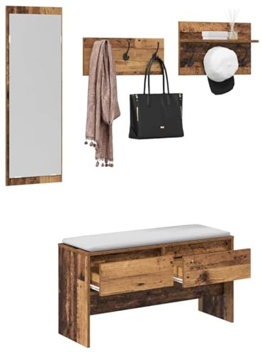 vidaXL Flurmöbel-Set 4 STK. Altholz 90 x 31 x 46,5 cm Holzwerkstoff