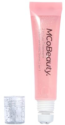 MCoBeauty Glow and Treat 2-in-1 Lip Treatment - Birthday Cake | Tinted Lip Oil with Squalane, Glossy Moisturising Lip Balm for Dry Lips, Vegan & Cruelty Free