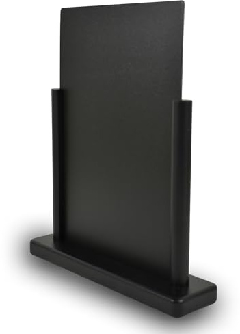 Deflecto Double-Sided Table Chalkboard Sign, Freestanding Mini Display for Cafés, Weddings, Parties, Menus, Event Labels, Tabletop Message Board - Single Pack, Medium (23.3x20x6cm) Black