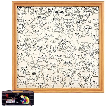 Colorez Vos Propres Puzzles, Puzzle en Bois de Chien coloré, Cadre Photo de Chien à colorier, pour garçons et Filles, collectionneurs Amoureux des Animaux