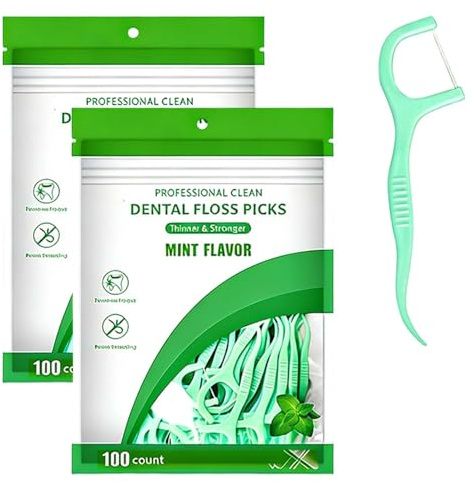 200 Stück Zahnseide Sticks Minze Dental Floss Mint,Das Zahnfleisch Gesund | Zahnstocher Mit Geschmack Mint,Kunststoff Dental Floss Sticks Zahnpflege,Einfach Zahnreinigung Für Engen Zahnzwischenräume