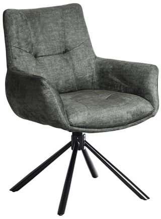 Stuhl SIGNATURE - 64cm - moosgrün - Samt Metall-Beine drehbar Armlehne | Federkern-Komfort, stabil, Esszimmerstuhl, Design, moderne Optik, Eyecatcher, hoher Komfort