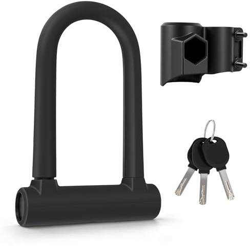 Bügelschloss Fahrrad 18 mm Gesamt-Ø, Halterung, 3 Schlüssel | Kompaktes Innenmaß 15 × 6,5 cm, ca. 0,75 kg, für Fahrrad, E-Bike, E-Scooter