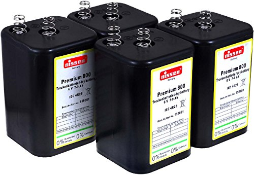4R25 6V-Blockbatterie Ersatz für Nissen Laternenbatterie IEC 4R25 (Nissen 6V-Block 4er Set)