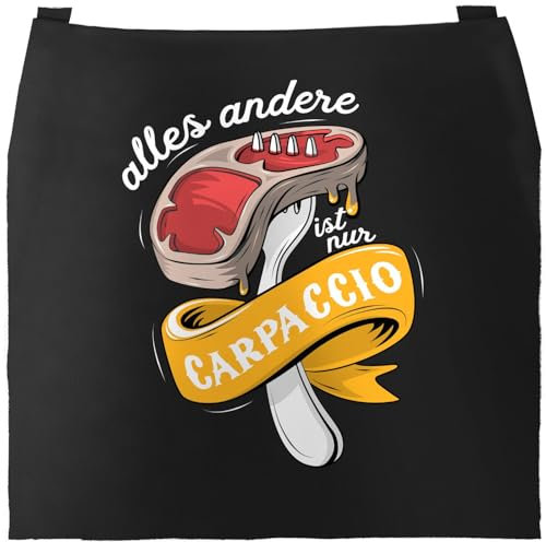 MoonWorks coole Herren Grill-Schürze Spruch alles andere ist nur Carpaccio Steak Fun Party-Schürze schwarz unisize