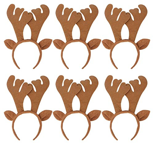 Weihnachten Geweih Stirnband Weihnachtsstirnband Rentier Geweih Haarreifen für Weihnachtskostümparty Packung mit 6