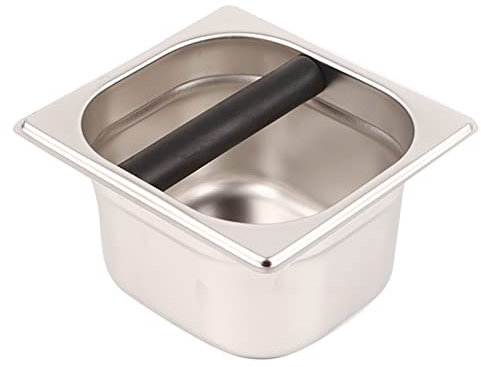 VBESTLIFE Edelstahl Espresso Knock Box,Kaffeesatz Container mit Gummistange für Kaffeemaschine(S)