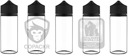 Chubby Gorilla V3 5 x 120ml PET-Flaschen - Einhornflasche - Flasche für E-Liquid - Tropfflaschen (klare Flasche mit Schwarz, 120 ml)
