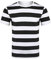 Sykooria Round Neck Wide Striped T-Shirt Black & White Strip Casual Short Sleeve Tops for Men
