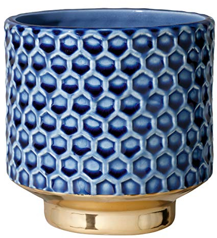 Bloomingville Vaso Home - per Fiori da Interno e Piante da Interno, Piante grasse, Cactus, Orchidee M (12,5 cm ø), Blu, Ceramica Gres