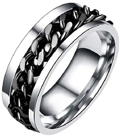 Einfache Fingerring Edelstahl Ring Zappelband Ringe Coole Spinner Ringe Mode Finger Zubehör Schmuck für Mann Frauen Liebhaber Junge Straße (Schwarz)