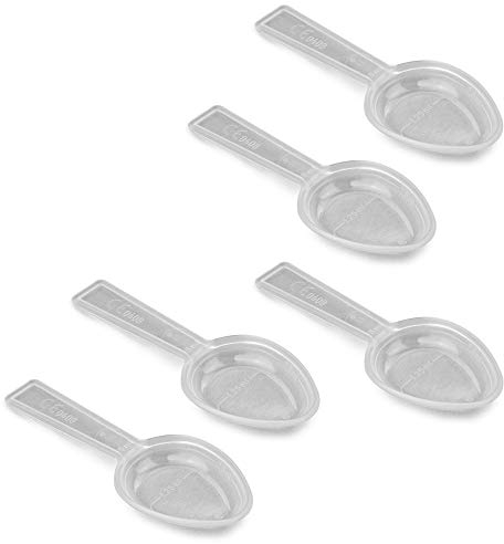 5x Kunststoff Messlöffel/Dosierlöffel - 5 ml - transparent - 1,25/2,5/5 ml