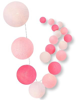 CREATIVECOTTON Batterie LED Lichterkette mit 20 Cotton Balls inkl. Timer und Dimmer (Fairytale)