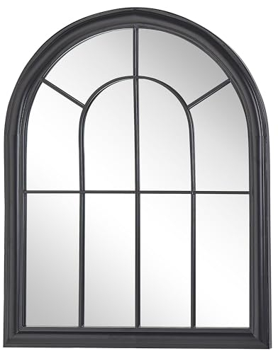 Espejo de Pared de Metal Negro 69 x 89 cm Efecto Envejecido Forma de Ventana Tradicional Vintage Embry