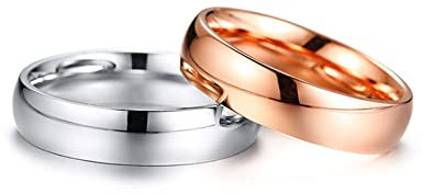 Dsnyu Eheringe Paarpreis mit Gravur, Paar Ring Edelstahl 5MM Breite Kein Stein Poliert Plain Band Partner Ringe Set SchwarzDamen Gr. 67 (21.3) & Herren Gr. 54 (17.2)