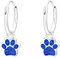 Laimons Kinder Mädchen-Ohrringe Creole Ohrhänger Hundepfote 7 mm Glanz mit Glitzer aus Sterling Silber 925 (Blau)