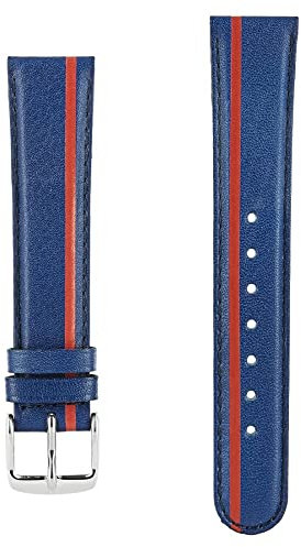 Akteo Leder Uhrenarmband Couture Schnalle Silber 18 Blau und Rot