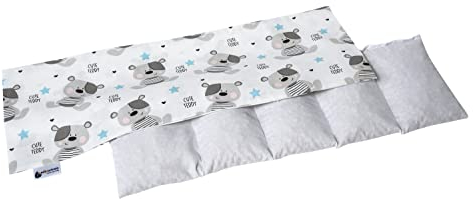 Medi Partners Kirschkernkissen 60x20cm 800g 100% Baumwolle 5 kammern Körnerkissen groß Öko Natur Wärmekissen Kältetherapie abnehmbarer Bezug (Teddy)
