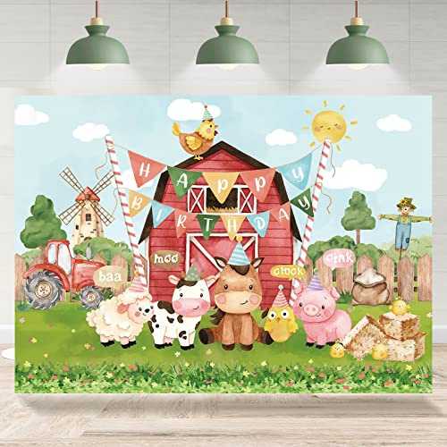 Rsuuinu Bauernhoftiere Geburtstag Fotografie Hintergrund Kinder Kinder Happy Birthday Barnyard Thema Hintergrund Frühling Niedlich Bauernhaus Geburtstag Neugeborene Baby Party Dekorationen Banner