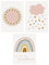 Bilder Kinderzimmer, 3er Set Bilder Kinderzimmer Mädchen, Set Poster Kinderzimmer Deko, Set A4 Poster, Regenbogen Wolken Bilder Ohne Rahmen Wandbilder für Jungen Wohnzimmer Schlafzimmer Wanddeko