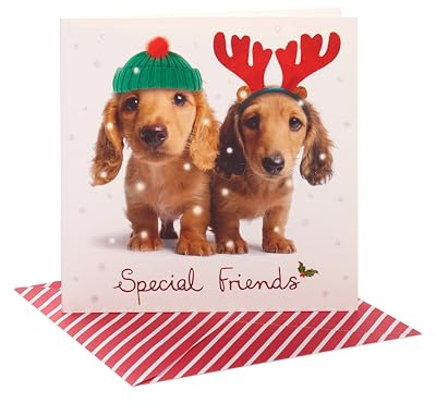 UK Greetings Weihnachtskarte für Freunde – niedliches Welpen-Design
