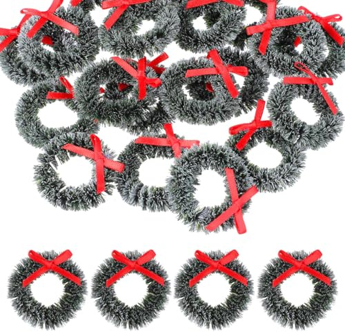 DEARMAMY 20 STK Weihnachtskranz DIY Dekorativer Kranz Kerzenring Kranz Mini-Girlande Für Weihnachten Künstliche Bogenkerzenringe Weihnachtskränze Für Künstliche Kiefer Winter Kunststoff
