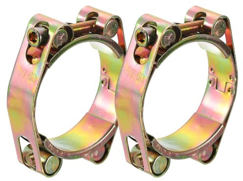 sourcing map 2Pcs T-Bolt Hose Clamps, 50-60mm/1.97-2.36 ID Range, Carbon Steel Radiator Hose Clamp Intake Clamp for Truck Exhaust