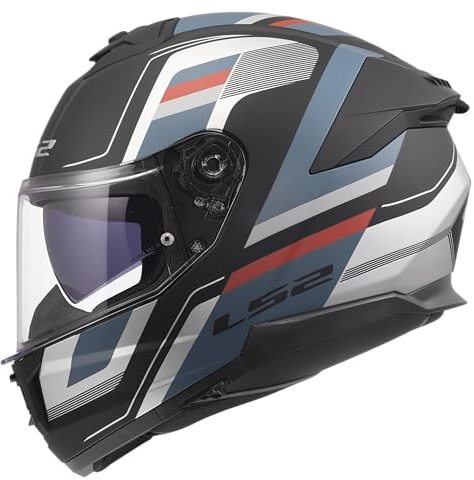DOBLE XX LS2 Helm Integralhelm KPA FF808 Stream II, Größe L (59/60) Vintage Schwarz Rot und Silber