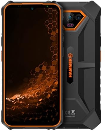 Smartphone Hammer Iron V sin Contrato Robusto, Resistente al Agua, Dual SIM, Potente batería de 6320 mAh, cámara de 50 Mpx con Sensor de visión Nocturna – Naranja